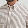 Wrangler Mens George Strait Shirt Rust Stripes - 112381952