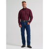 Wrangler Mens George Strait Solid One Pocket Button Down Shirt Burgunde - 112385371