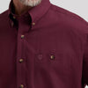 Wrangler Mens George Strait Solid One Pocket Button Down Shirt Burgunde - 112385371