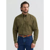 Wrangler Mens George Strait Solid One Pocket Shirt Lichen - 112381943