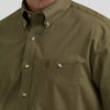 Wrangler Mens George Strait Solid One Pocket Shirt Lichen - 112381943
