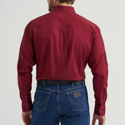 Wrangler Mens George Strait™ Solid Shirt Burgundy Wine - 112369627