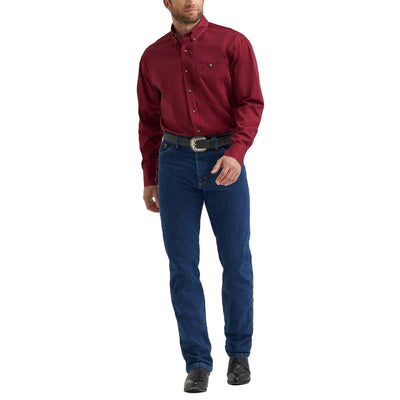 Wrangler Mens George Strait™ Solid Shirt Burgundy Wine - 112369627