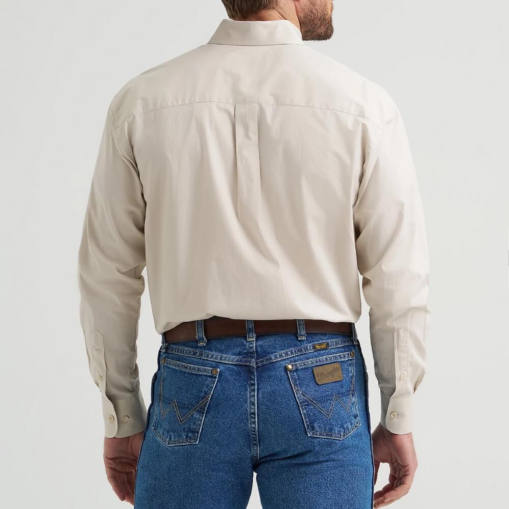 Wrangler Mens George Strait™ Solid Shirt Pale Stone (off white) - 112369608
