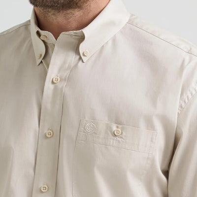 Wrangler Mens George Strait™ Solid Shirt Pale Stone (off white) - 112369608