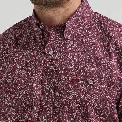 Wrangler Mens George Strait Stretch Shirt Wine - 112369636