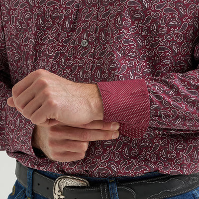 Wrangler Mens George Strait Stretch Shirt Wine - 112369636