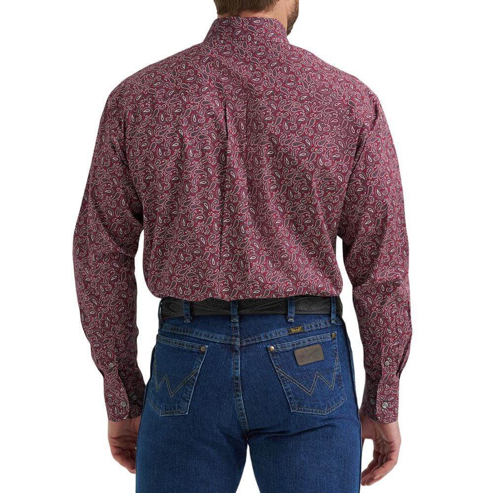 Wrangler Mens George Strait Stretch Shirt Wine - 112369636 Wrangler Mens George Strait Stretch Shirt Wine - 112369636