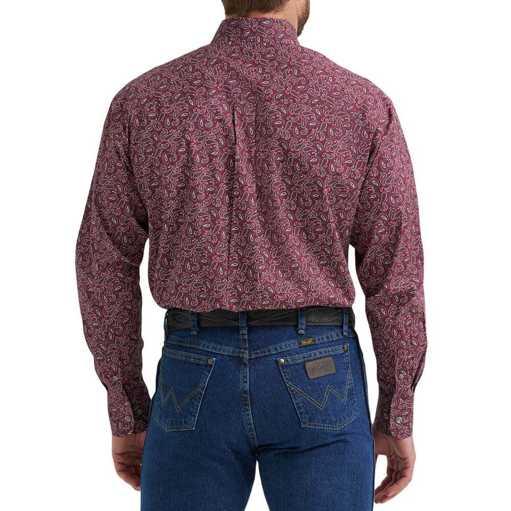 Wrangler Mens George Strait Stretch Shirt Wine - 112369636