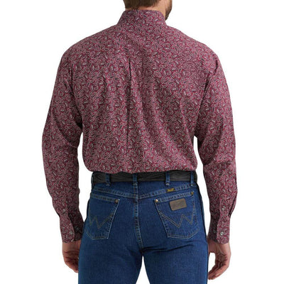 Wrangler Mens George Strait Stretch Shirt Wine - 112369636