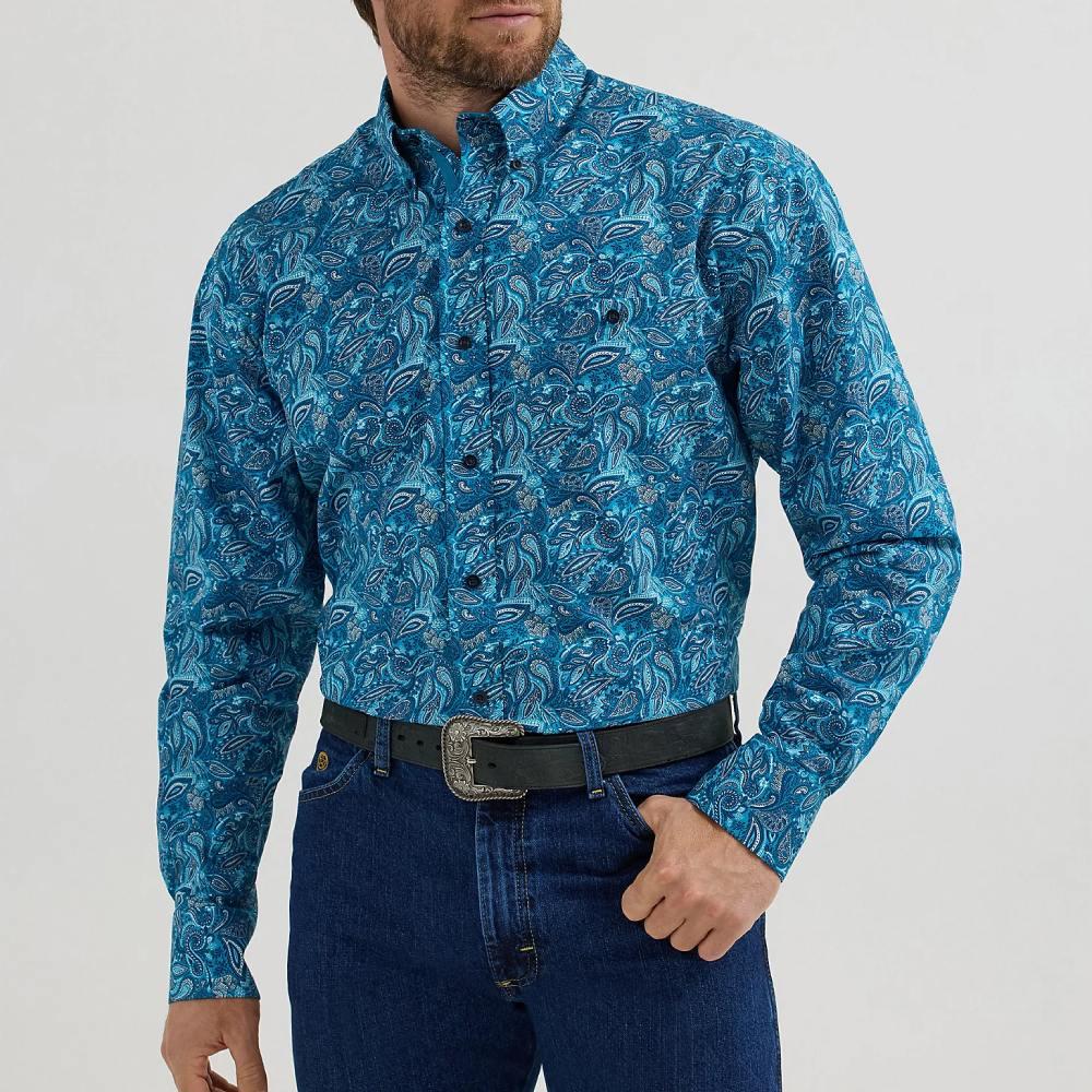 Wrangler Mens George Strait Teal Shirt