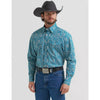 Wrangler Mens George Strait Troubadour Western Shirt Spruce Paisley - 112381969