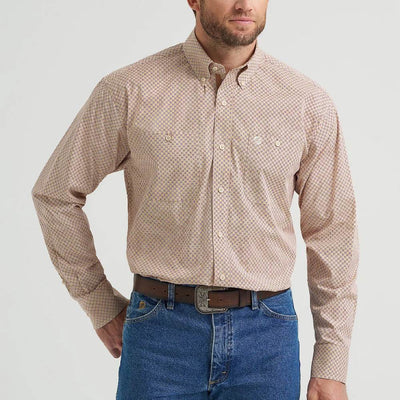 Wrangler Mens George Strait™ Two Pocket Shirt Purple Tan Mod - 112369564