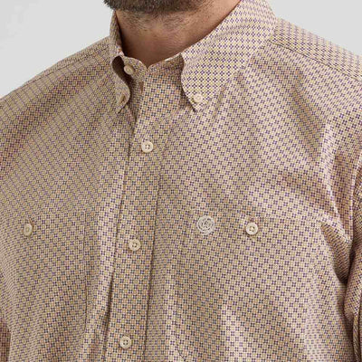 Wrangler Mens George Strait™ Two Pocket Shirt Purple Tan Mod - 112369564