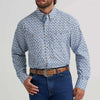 Wrangler Mens George Strait Two Pocket Shirt Baby Blue Paisley - 112374583