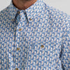 Wrangler Mens George Strait Two Pocket Shirt Baby Blue Paisley - 112374583