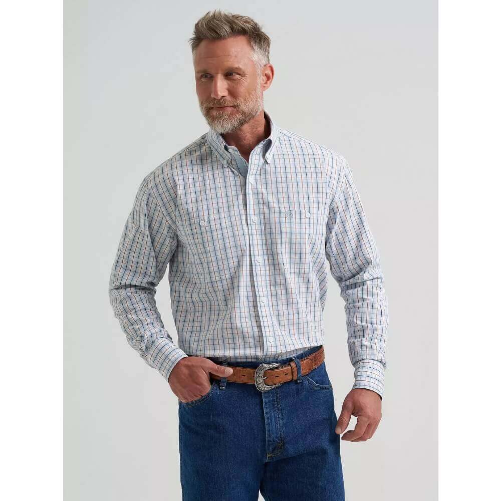 Wrangler Mens George Strait Two Pocket Shirt Grey - 112381958