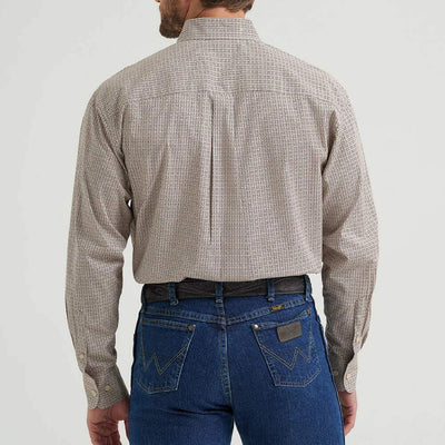 Wrangler Mens George Strait Two Pocket Shirt Nouveau Brown - 112369590