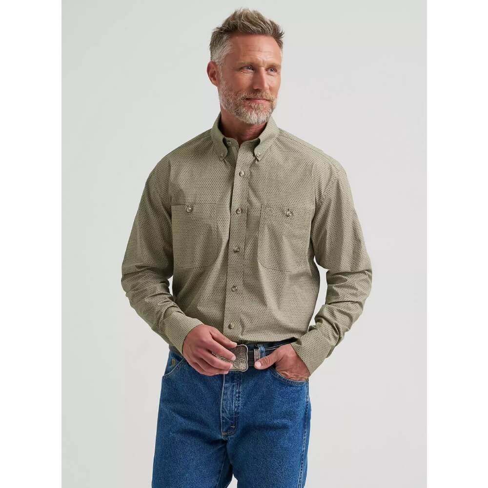 Wrangler Mens George Strait Two Pocket Shirt Pine Grove - 112381972