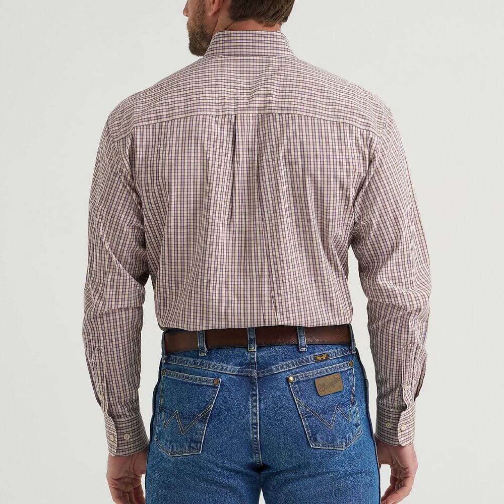 Wrangler Mens George Strait™ Two Pocket Shirt Purple Tan - 112369635