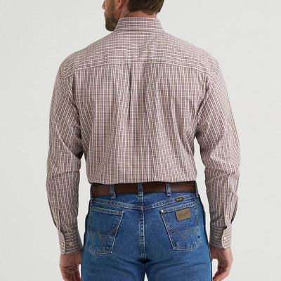 Wrangler Mens George Strait™ Two Pocket Shirt Purple Tan - 112369635
