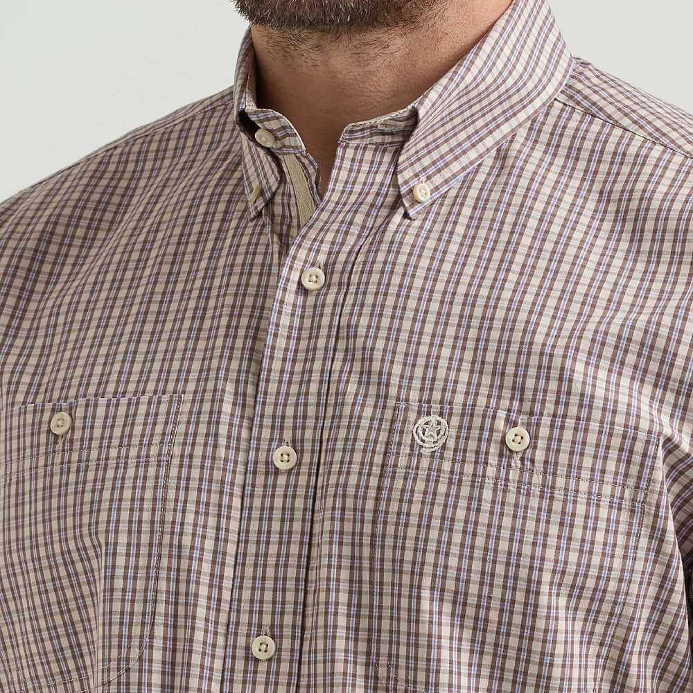 Wrangler Mens George Strait™ Two Pocket Shirt Purple Tan - 112369635