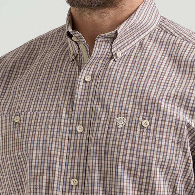 Wrangler Mens George Strait™ Two Pocket Shirt Purple Tan - 112369635