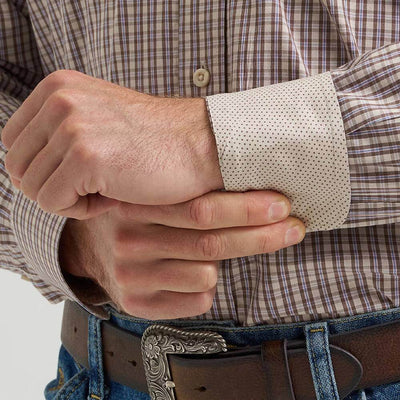 Wrangler Mens George Strait™ Two Pocket Shirt Purple Tan - 112369635