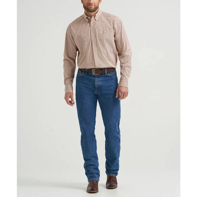 Wrangler Mens George Strait™ Two Pocket Shirt Purple Tan Mod - 112369564