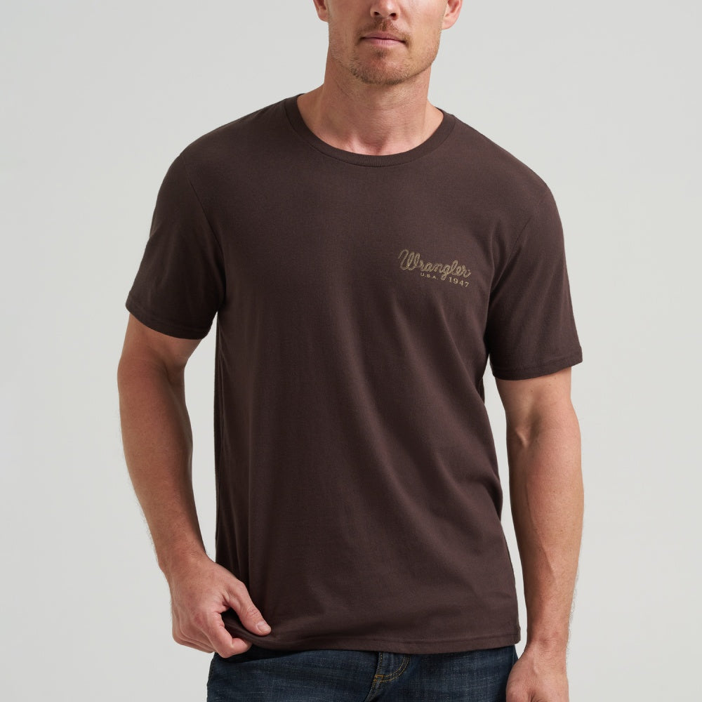 Wrangler Mens Graphic Short Sleeve T-Shirt Black Coffee - 112380267