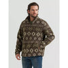 Wrangler Mens Hay Away Sherpa Quarter-Zip Pullover Black Olive - 112382936