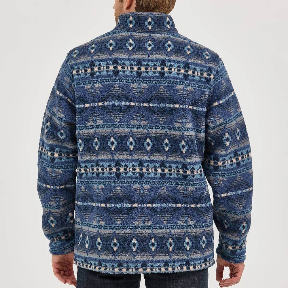 Wrangler Mens Heavyweight Quarter-Zip Pullover Vintage Indigo - 112368189