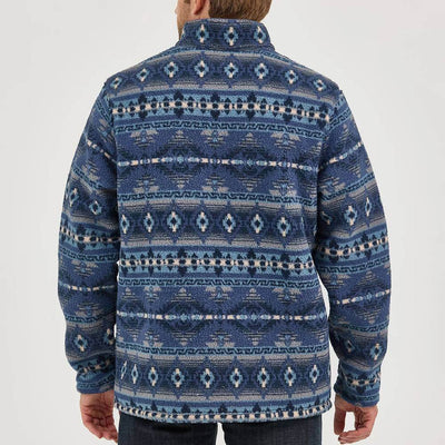 Wrangler Mens Heavyweight Quarter-Zip Pullover Vintage Indigo - 112368189