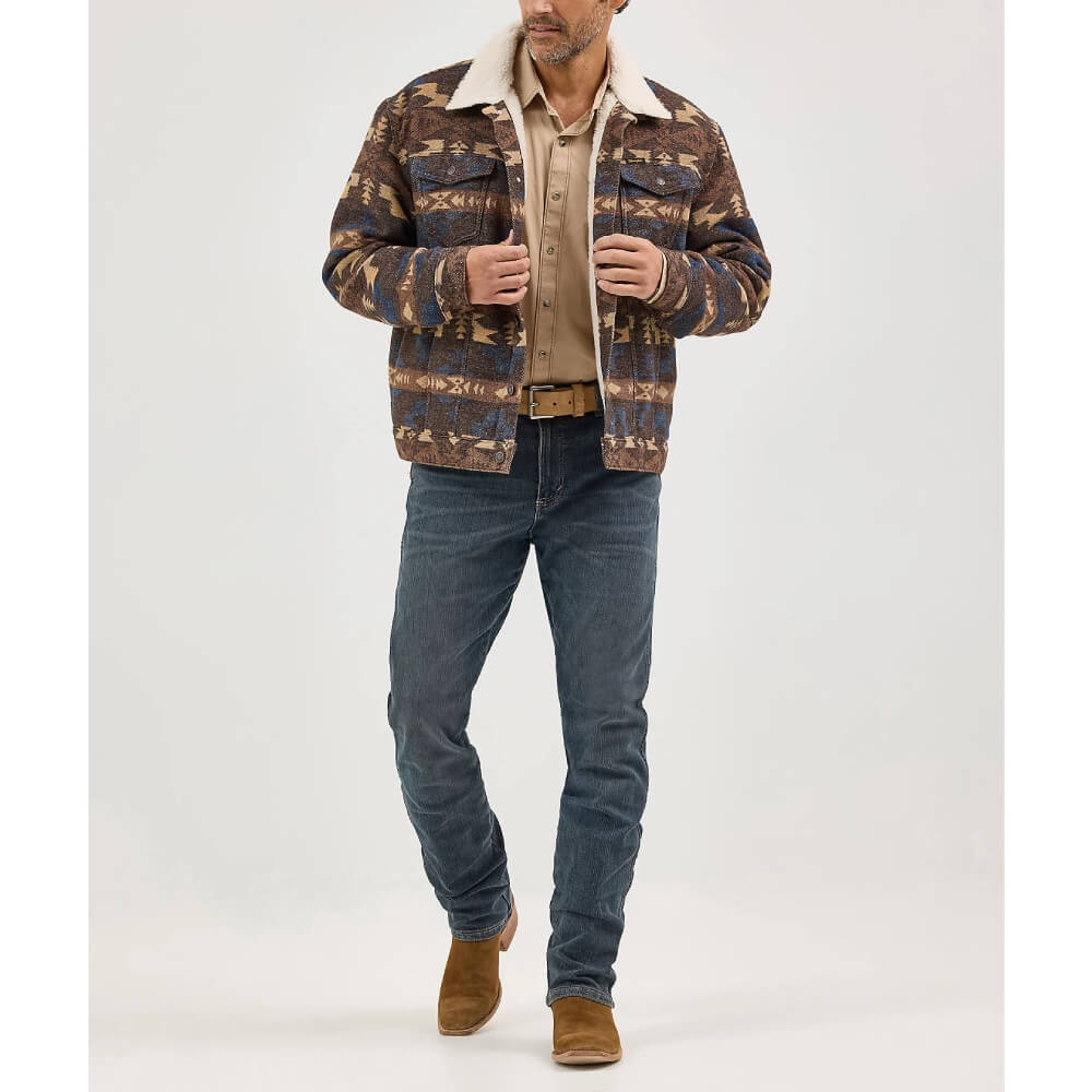 Wrangler Mens Jacquard Print Jacket Chocolate Torte (brown)- 112368213