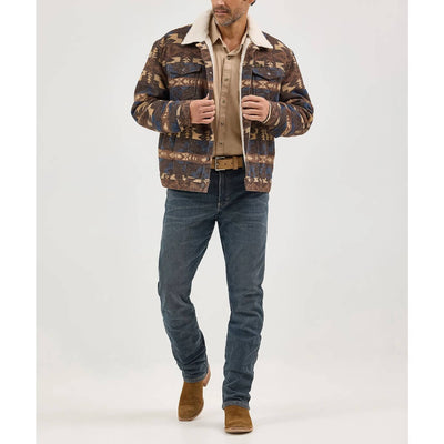 Wrangler Mens Jacquard Print Jacket Chocolate Torte (brown)- 112368213