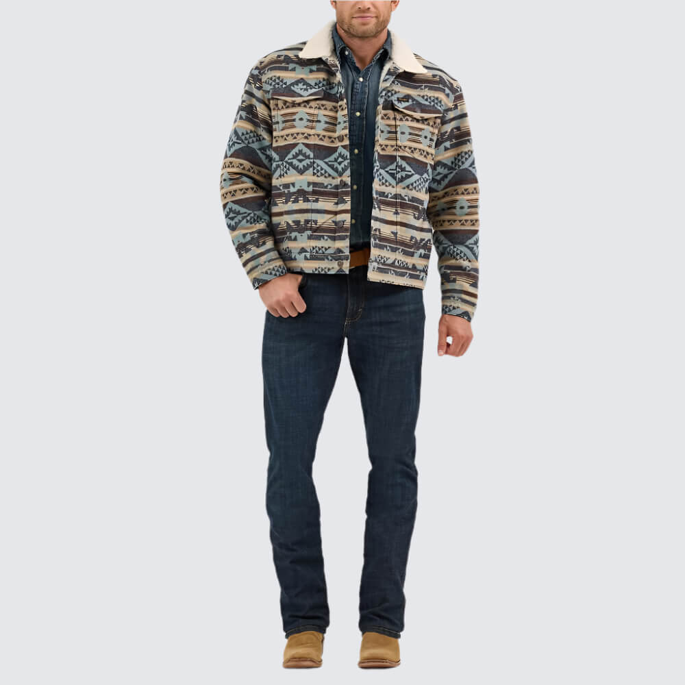 Wrangler Mens Jacquard Print Jacket Dark Sapphire