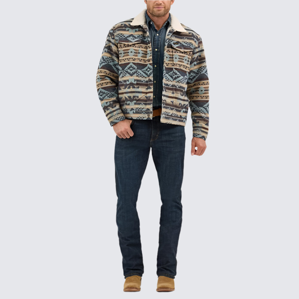 Wrangler Mens Jacquard Print Jacket Dark Sapphire - 112368212