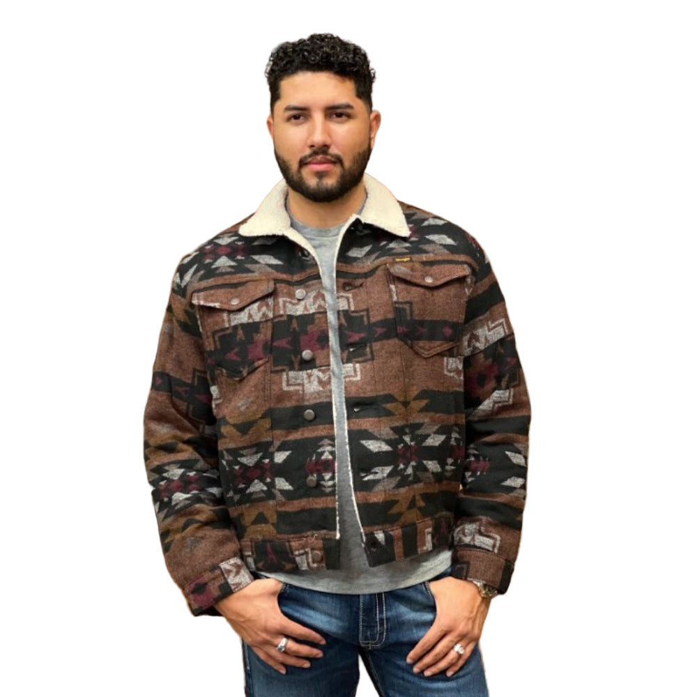 Wrangler Mens Jacquard Sherpa Lined Jacket - 112318499