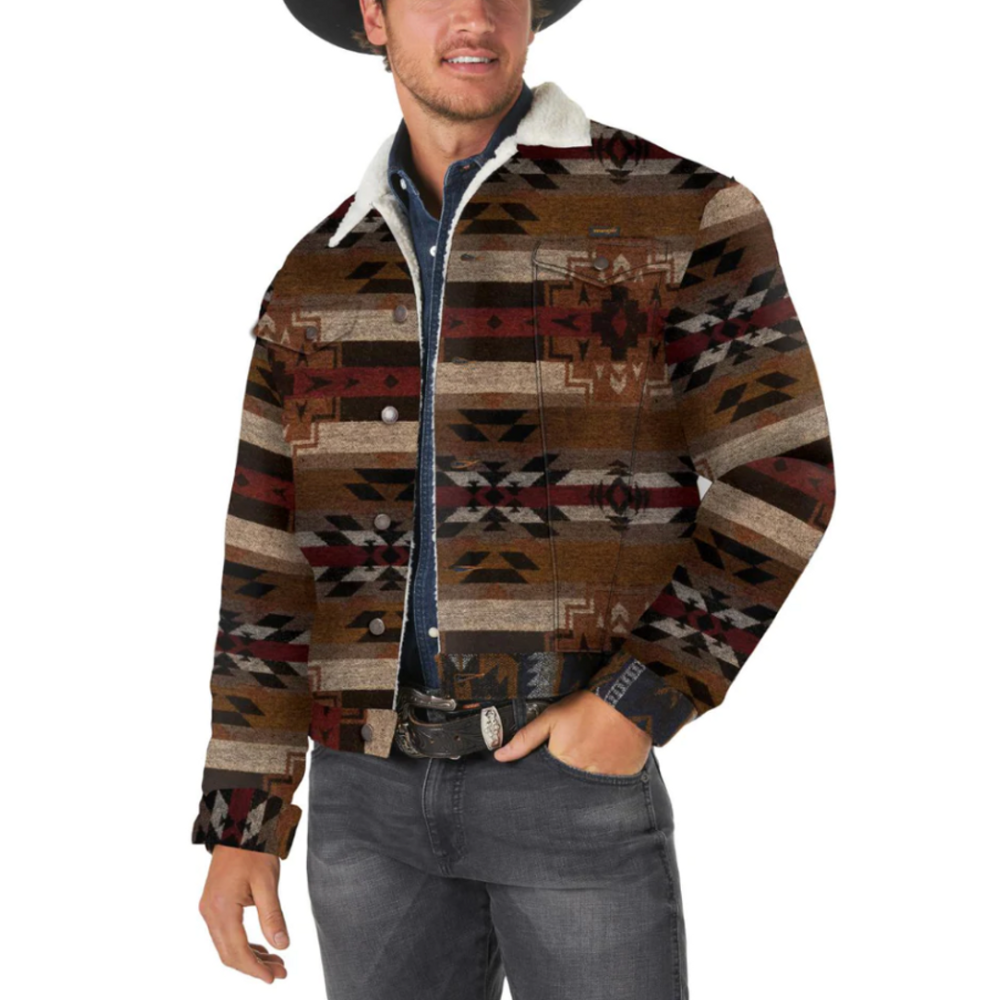 Wrangler Mens Jacquard Sherpa Lined Jacket - 112318499