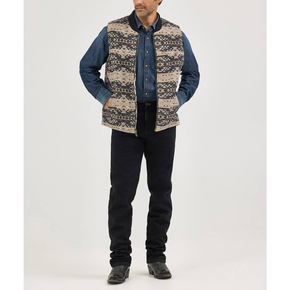 Wrangler Mens Jacquard Vest Raven (Brown) - 112368296