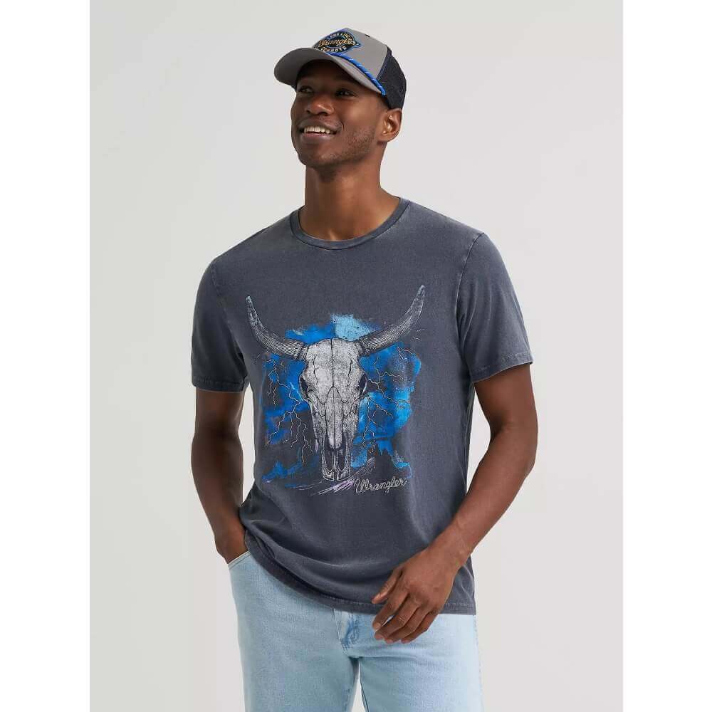 Wrangler Mens Lightening Strike Graphic T-Shirt Black Beauty - 112383937