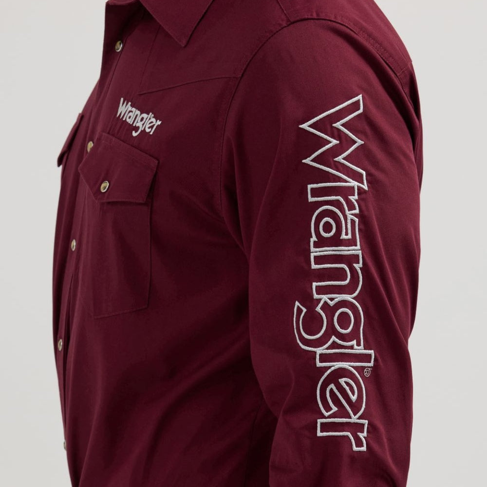 Wrangler Mens Logo Burgundy Shirt