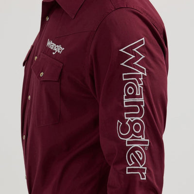 Wrangler Mens Logo Burgundy Shirt