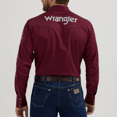 Wrangler Mens Logo Burgundy Shirt