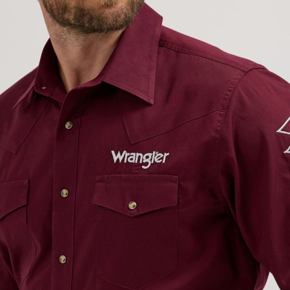 Wrangler Mens Logo Burgundy Shirt