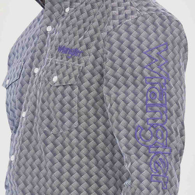 Wrangler Mens Logo Long Sleeve Print Shirt