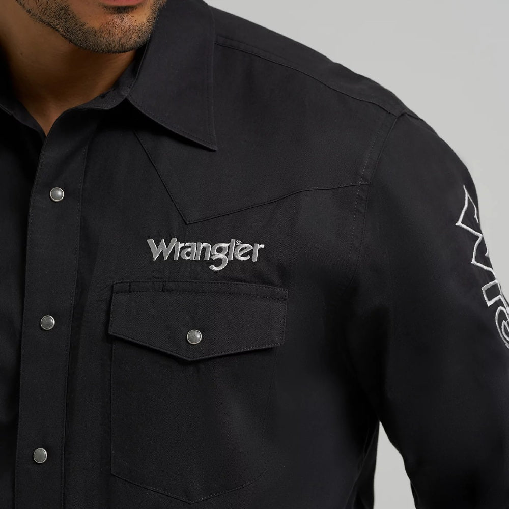 Wrangler Mens Logo Western Snap Shirt