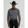 Wrangler Mens Logo Western Snap Shirt Coal - 112385929