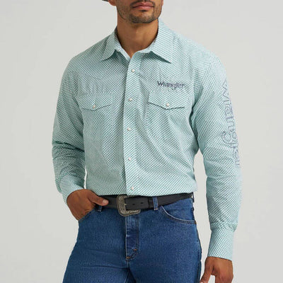 Wrangler Mens Logo Western Snap Shirt