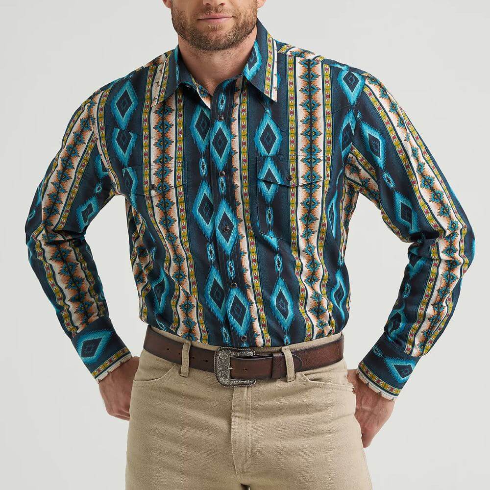 Wrangler Mens Checotah® Western Printed Shirt
